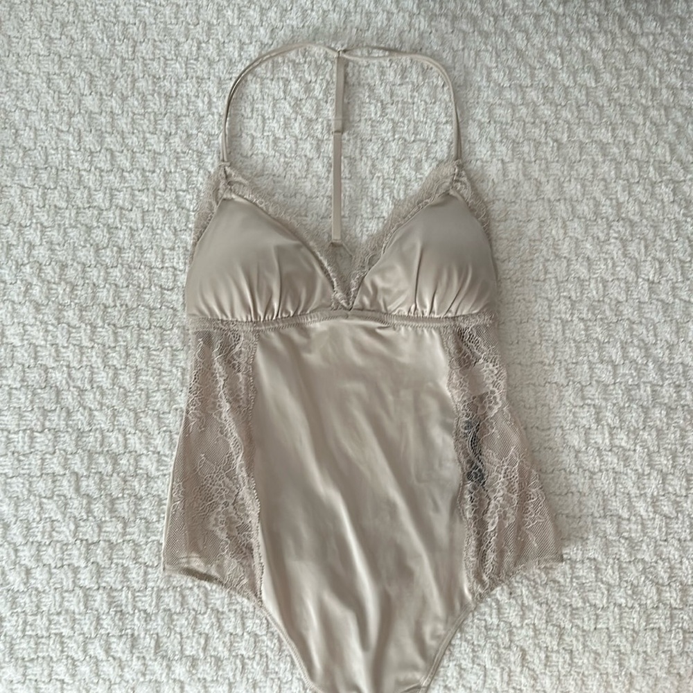 Abercrombie satin and lace  thong bodysuit